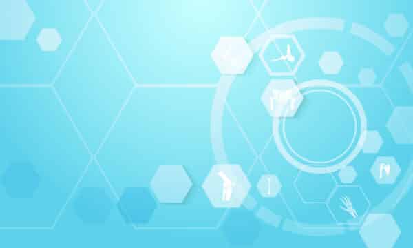 Abstract geometric hexagons Medical infographic orthopedic anatomy concept