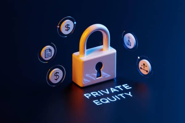 A stylized padlock symbolizing secure investment strategies in private capital